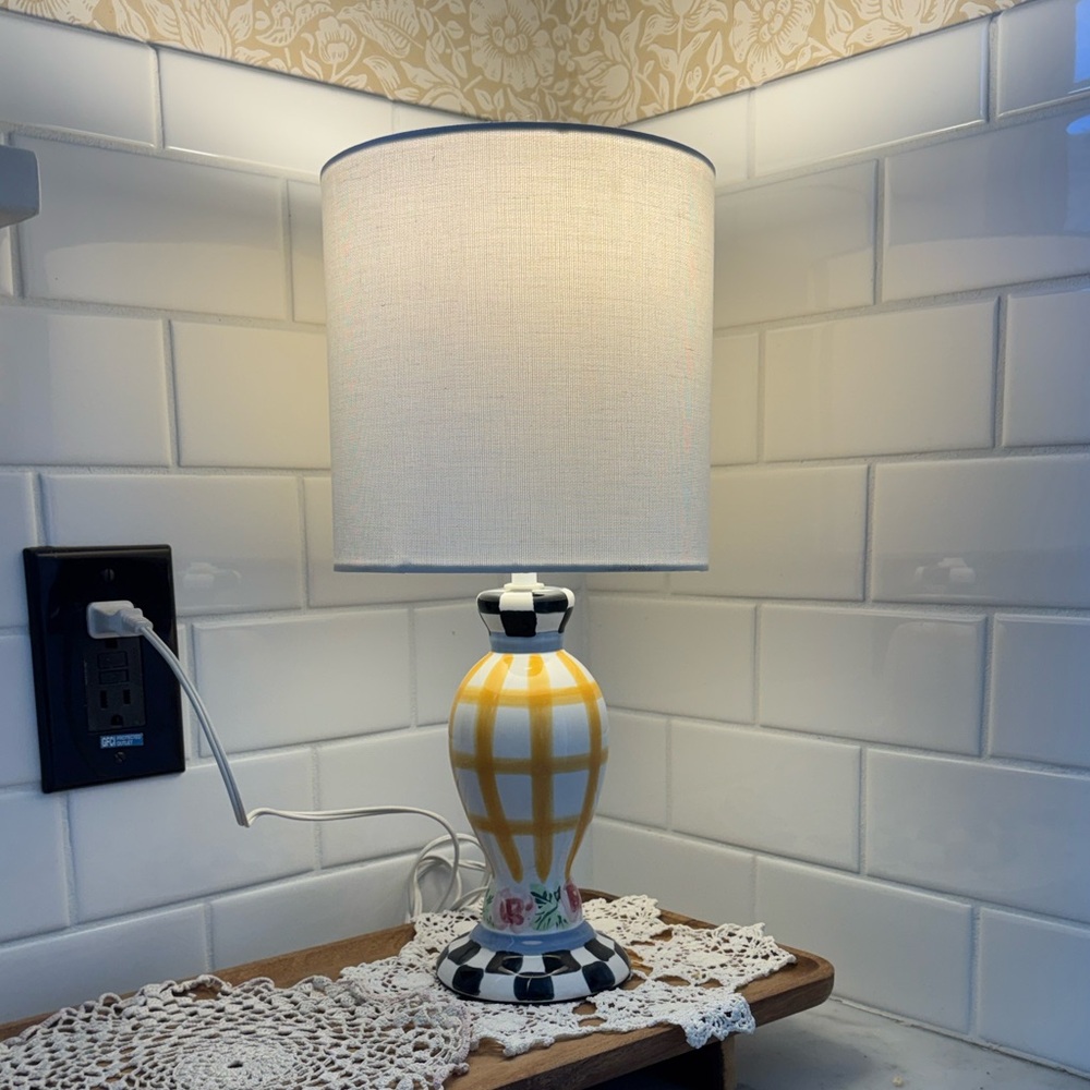 Mackenzie Childs style vintage ceramic table lamp